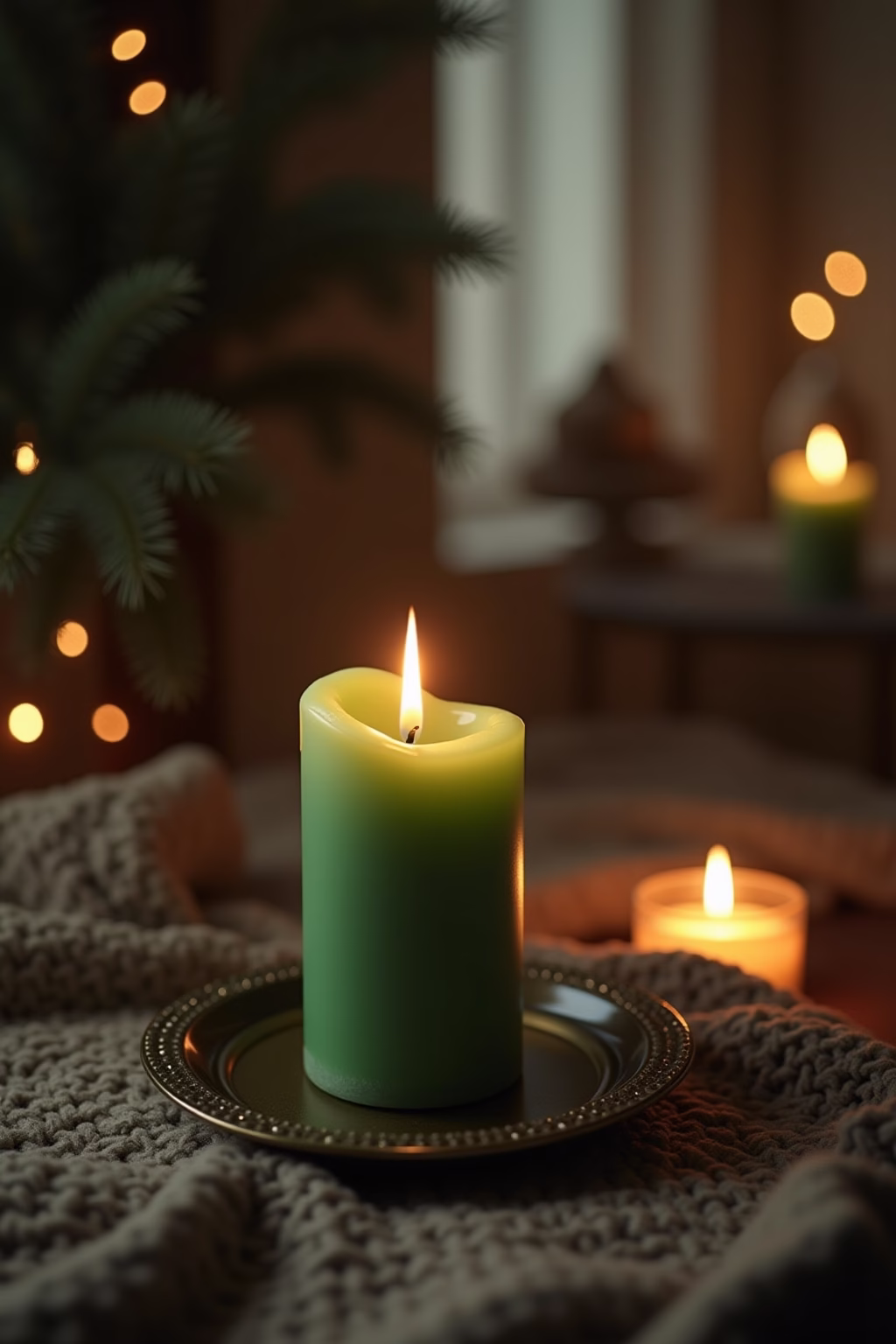 adventskranz gruene kerzen outline 4