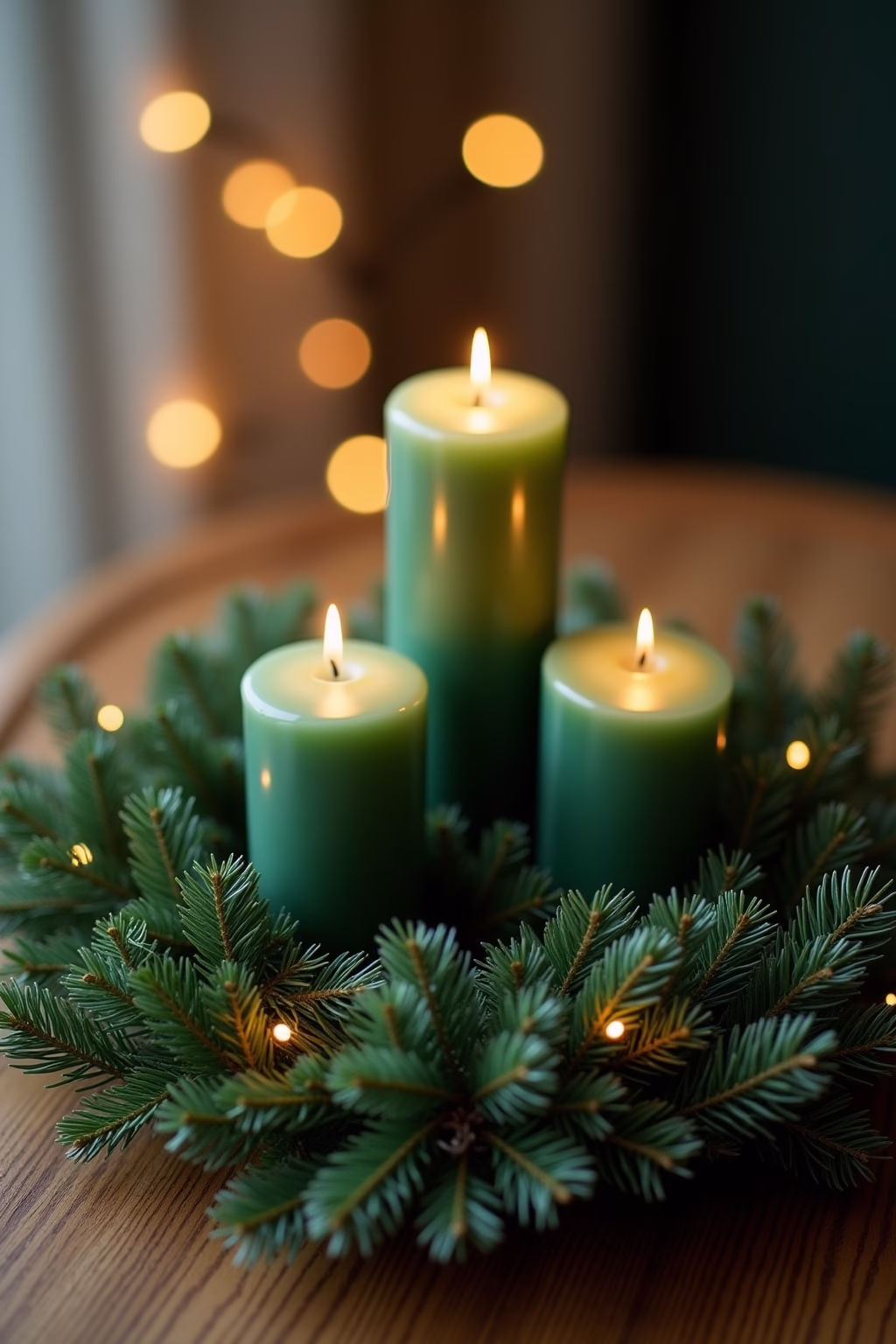 adventskranz gruene kerzen outline 5