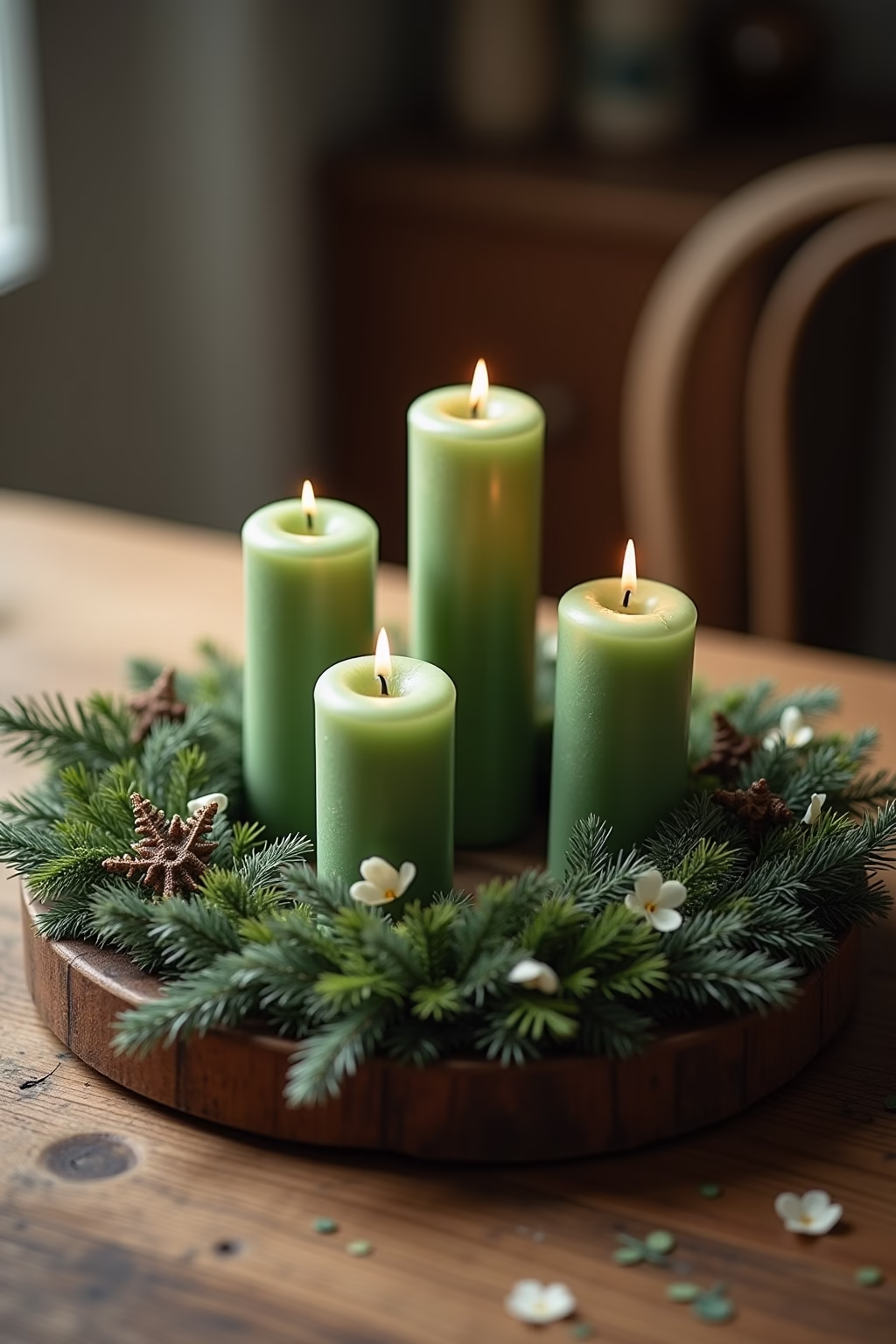 adventskranz gruene kerzen outline 7