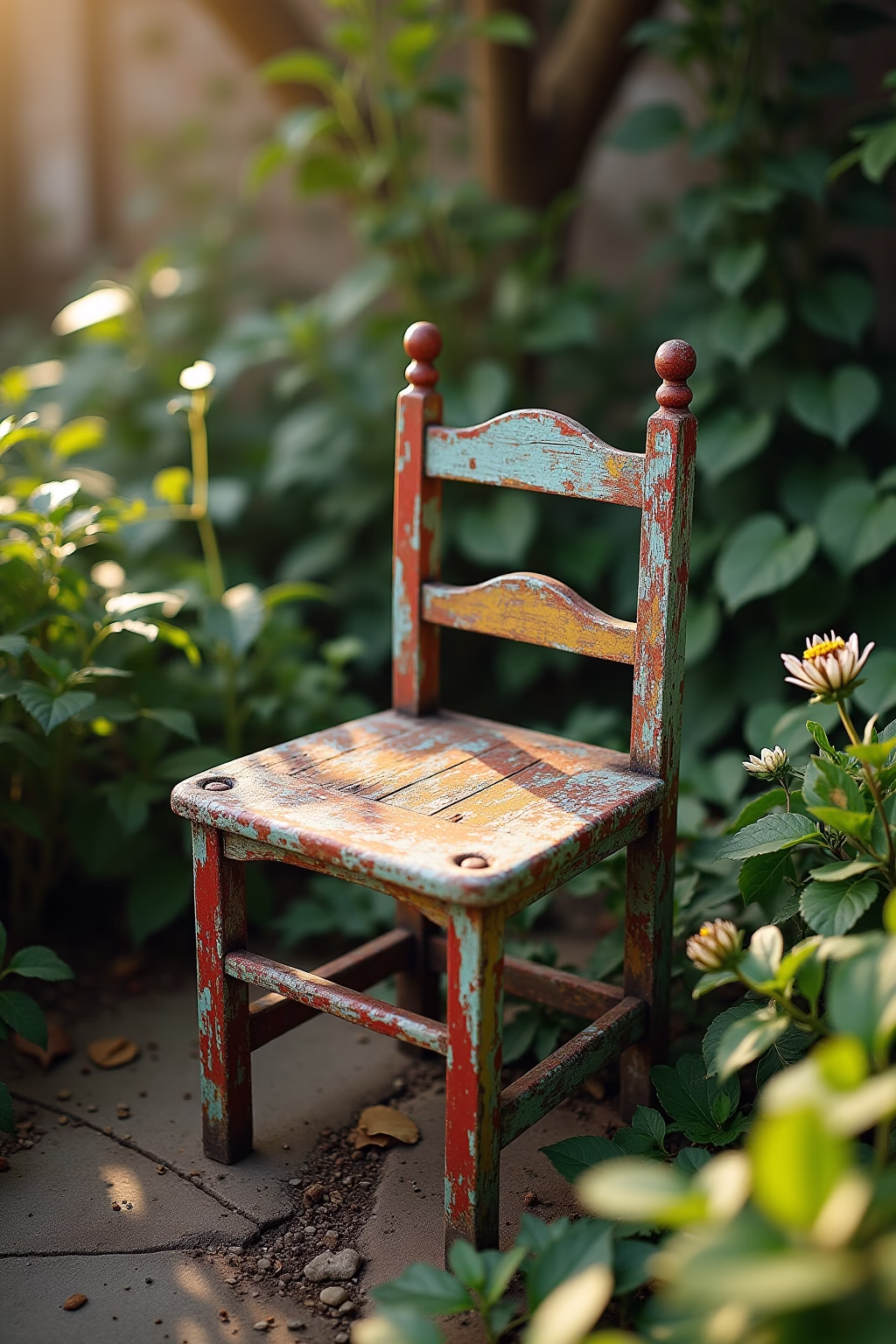 alte stuehle im garten dekorieren outline 2