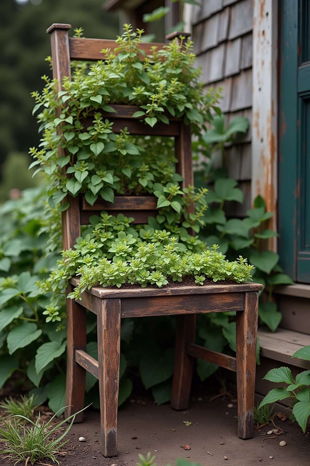 alte stuehle im garten dekorieren outline 5