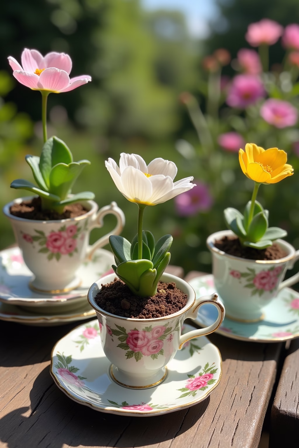 altes geschirr im garten outline 1