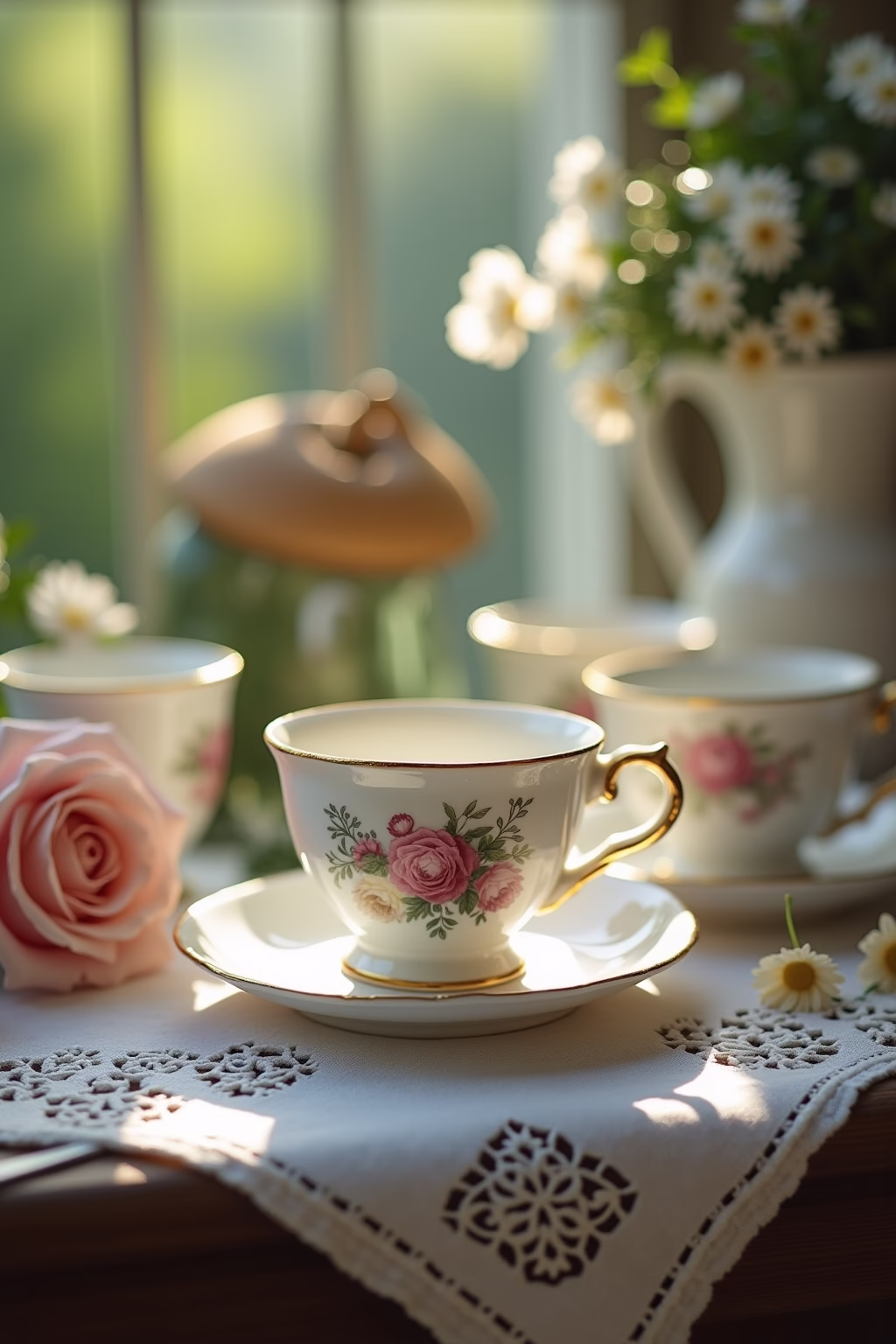 altes geschirr im garten outline 4