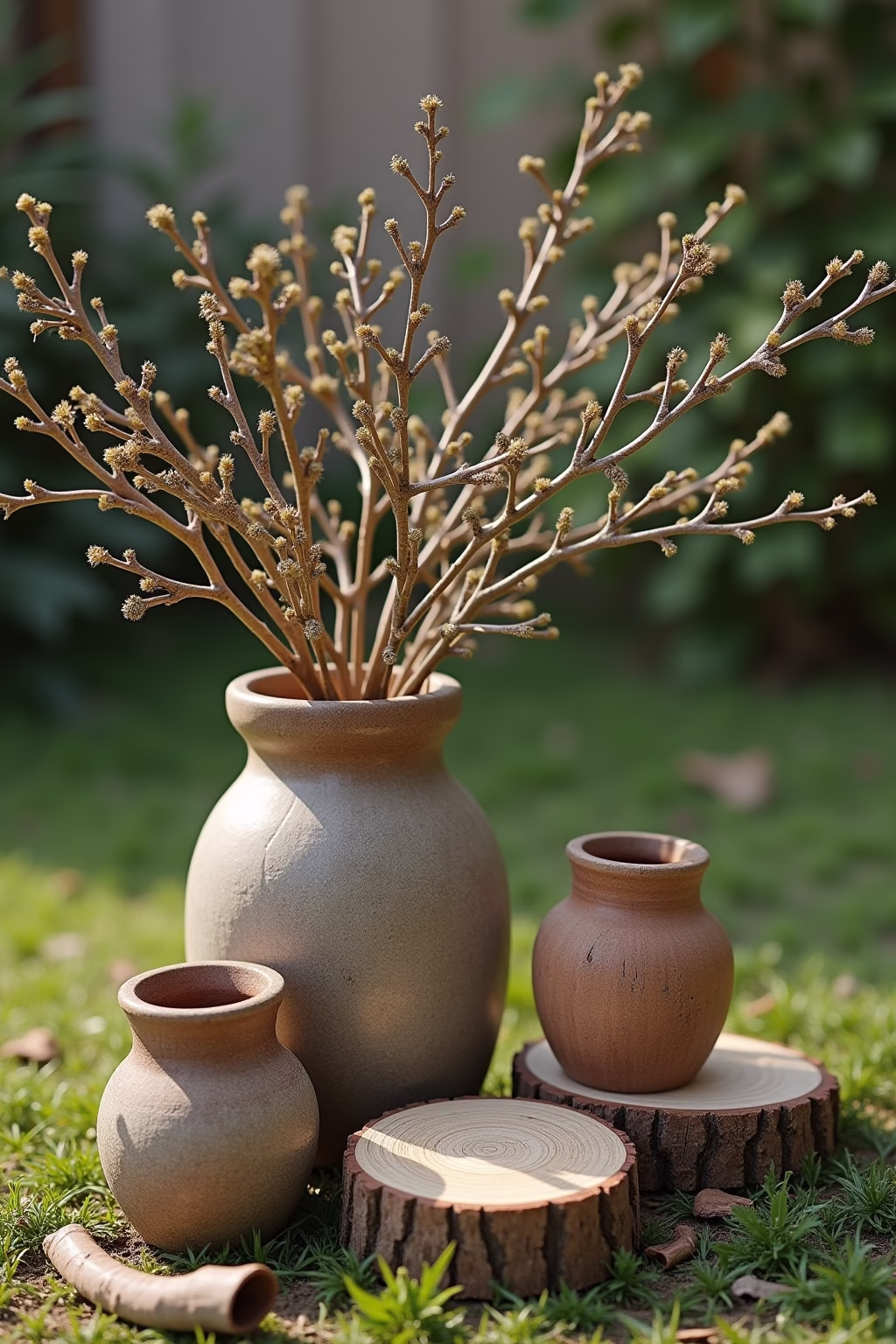 draussen deko mit aesten im garten outline 3