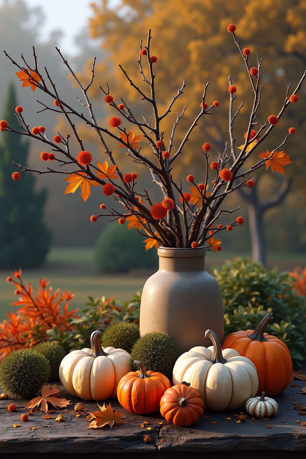 draussen deko mit aesten im garten outline 4