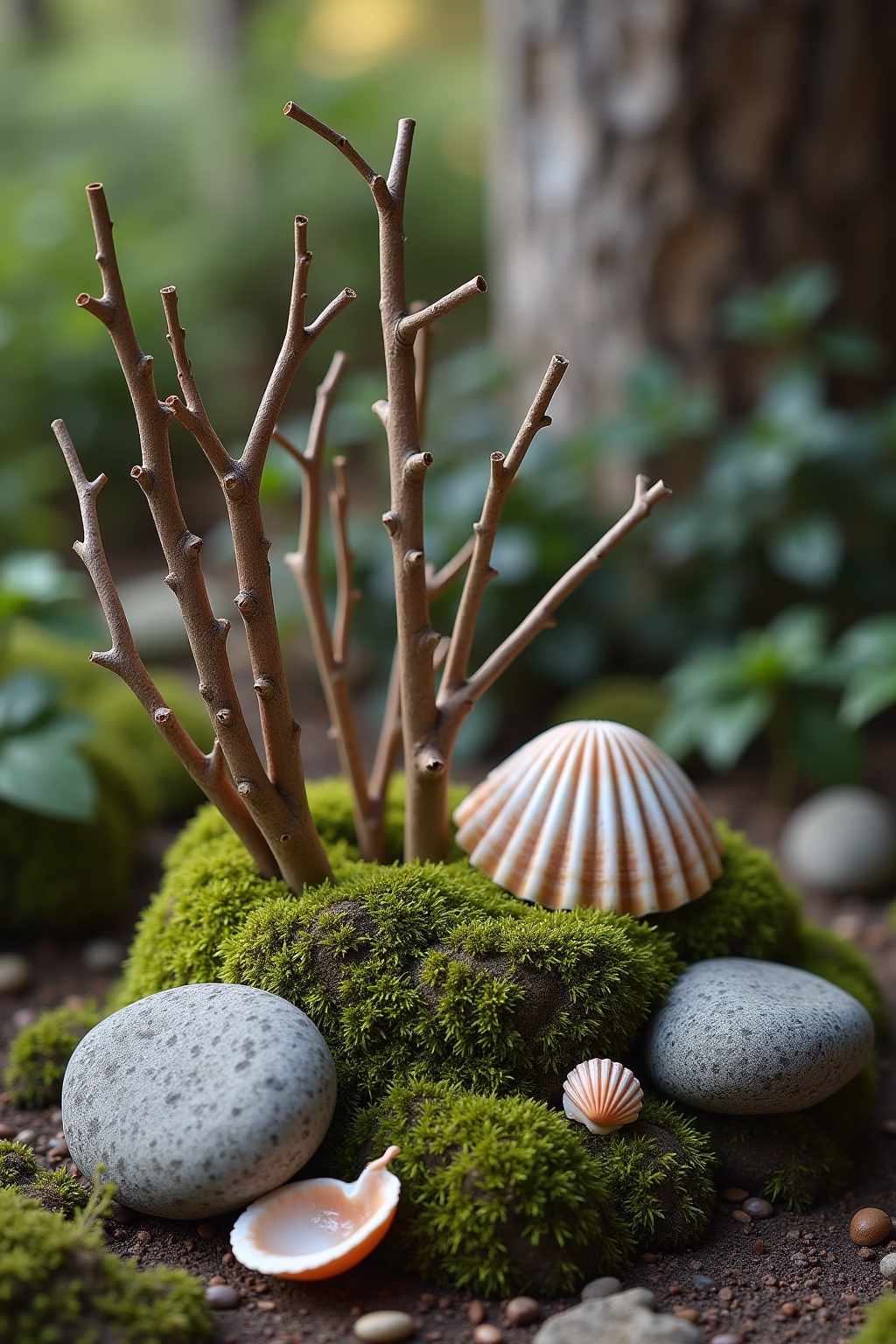 draussen deko mit aesten im garten outline 8