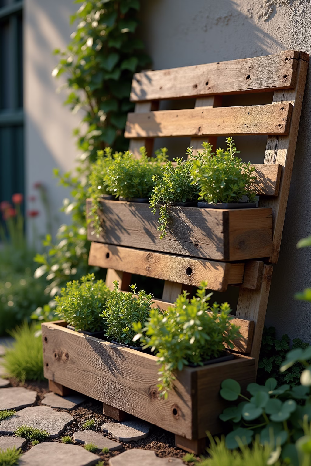 draussen paletten deko garten outline 7