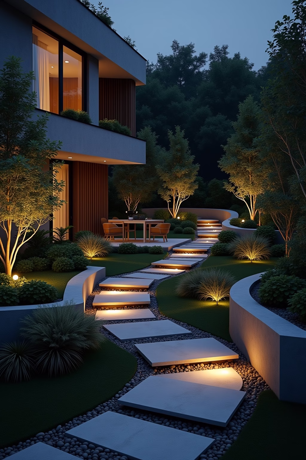 garten am hang modern outline 5