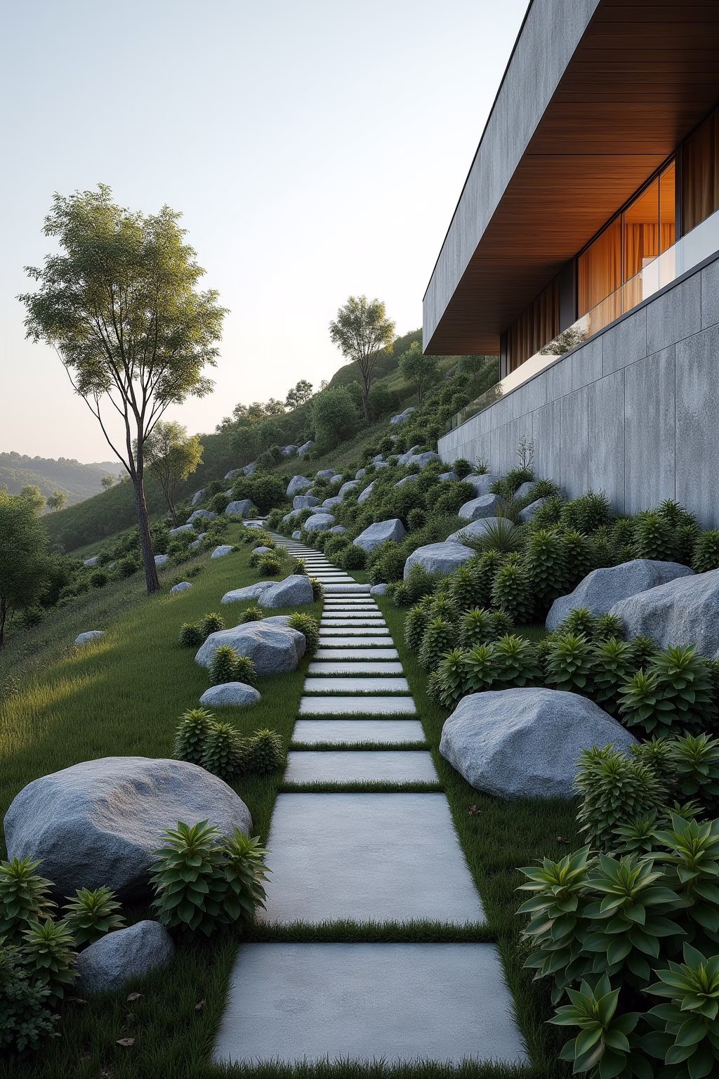 garten am hang modern outline 7