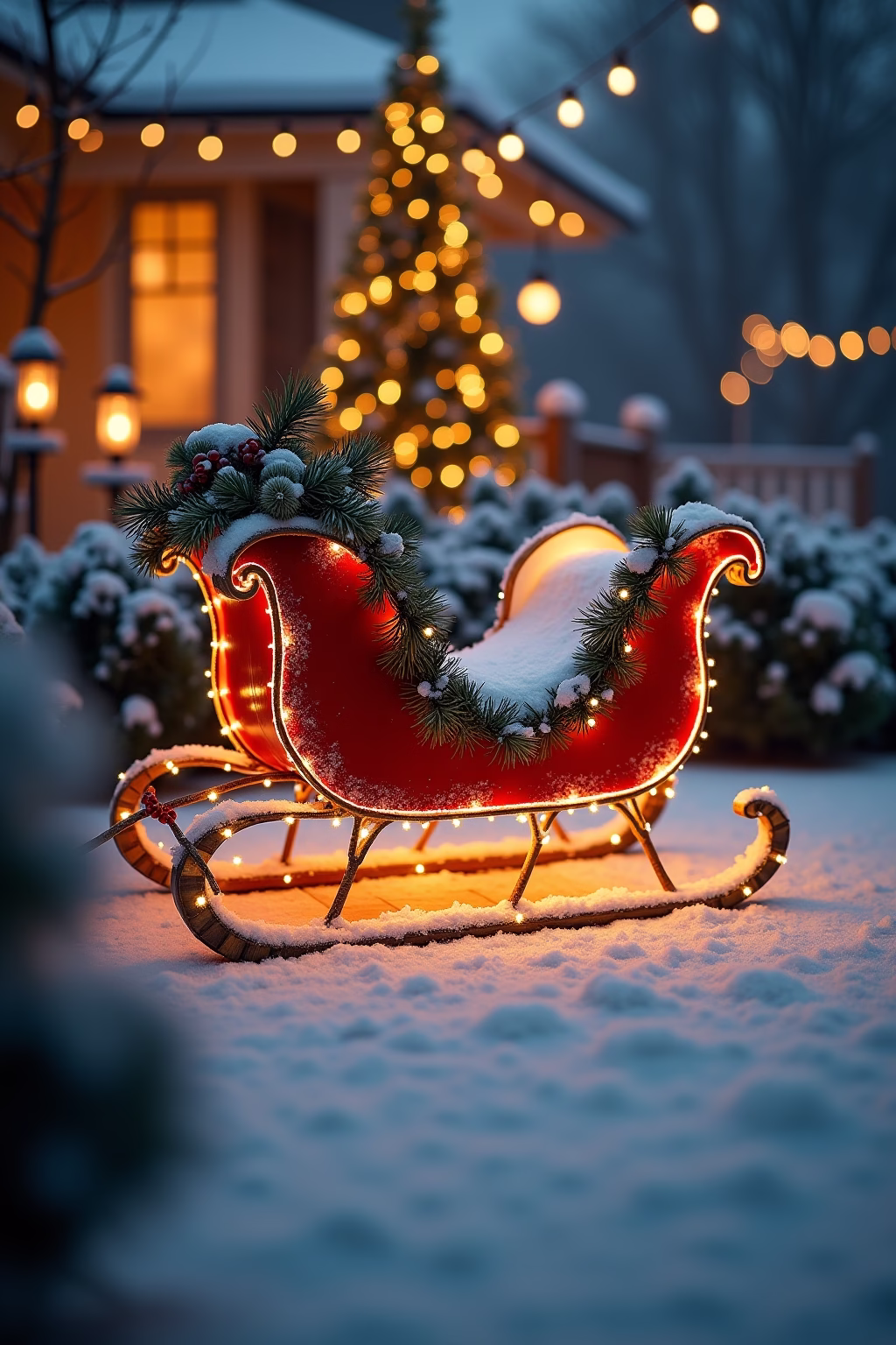 schlitten deko weihnachten draussen outline 1