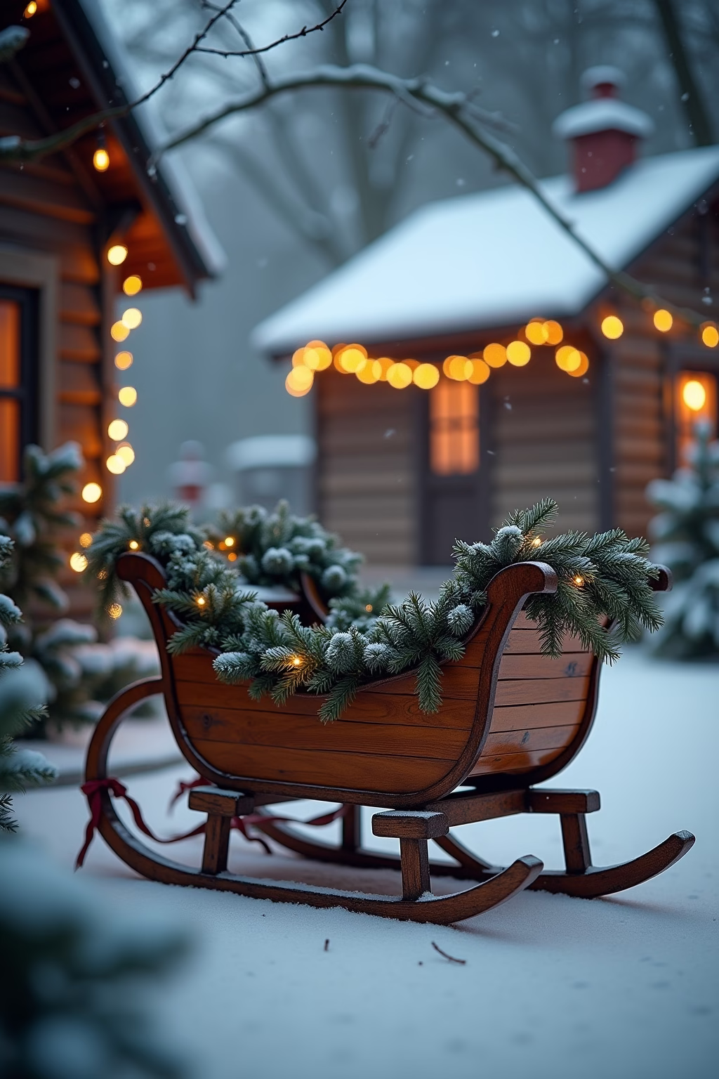 schlitten deko weihnachten draussen outline 2