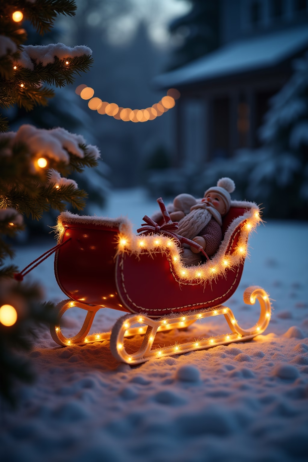 schlitten deko weihnachten draussen outline 3