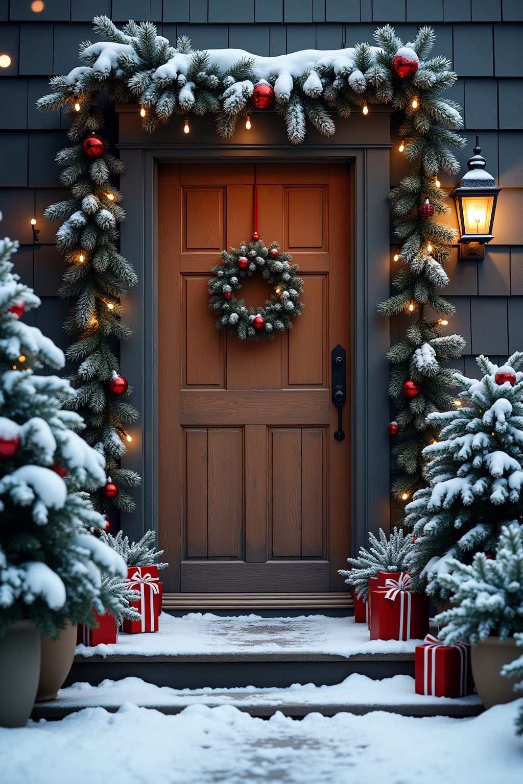 weihnachtsdeko draussen eingang outline 3