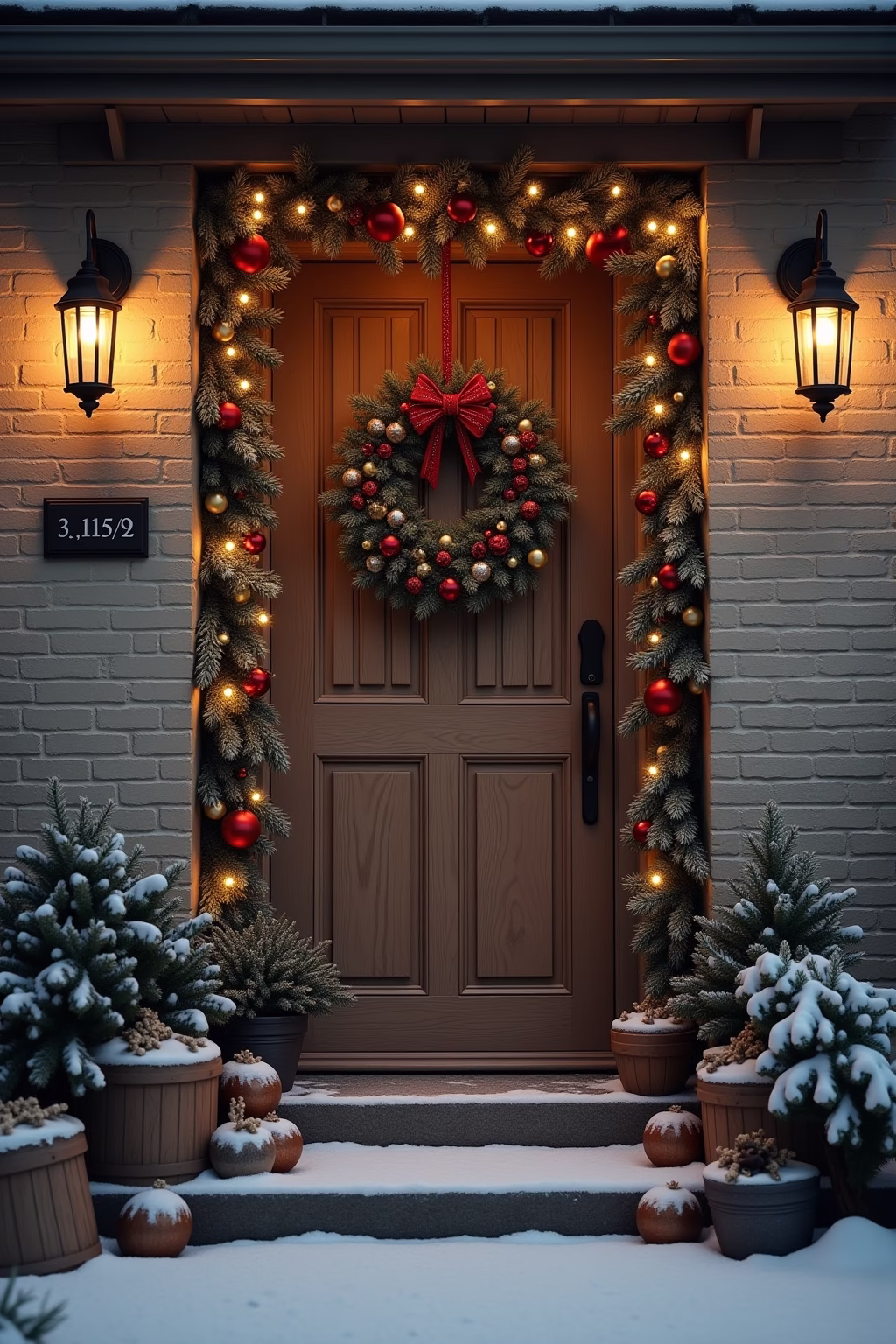 weihnachtsdeko draussen eingang outline 6