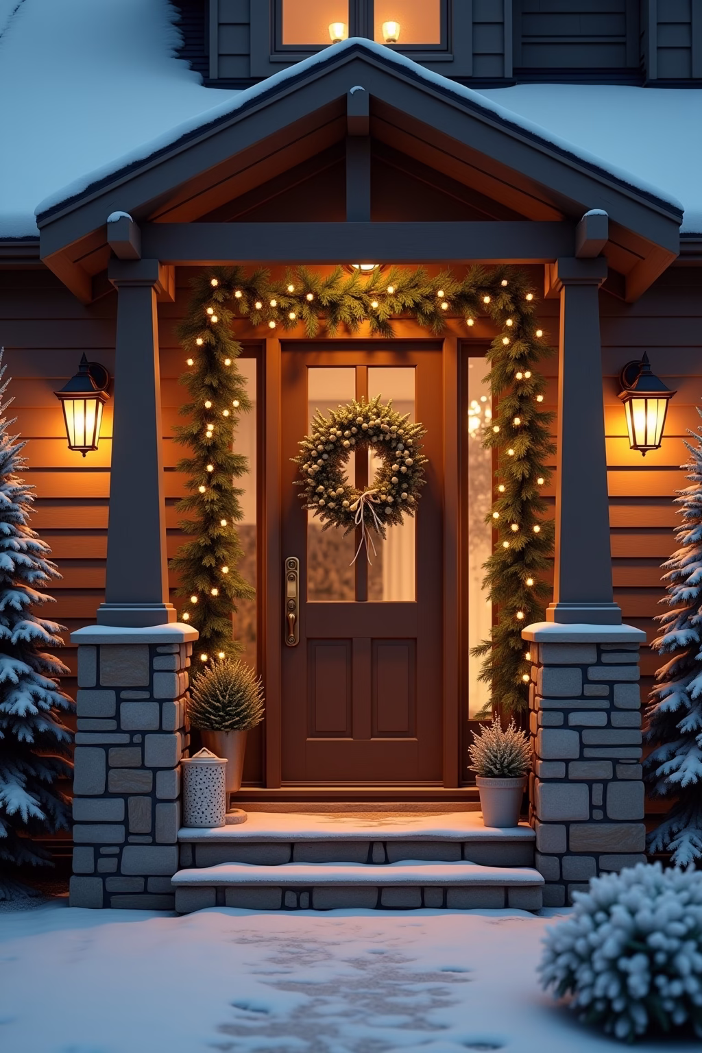 weihnachtsdeko vor der haustuer outline 2