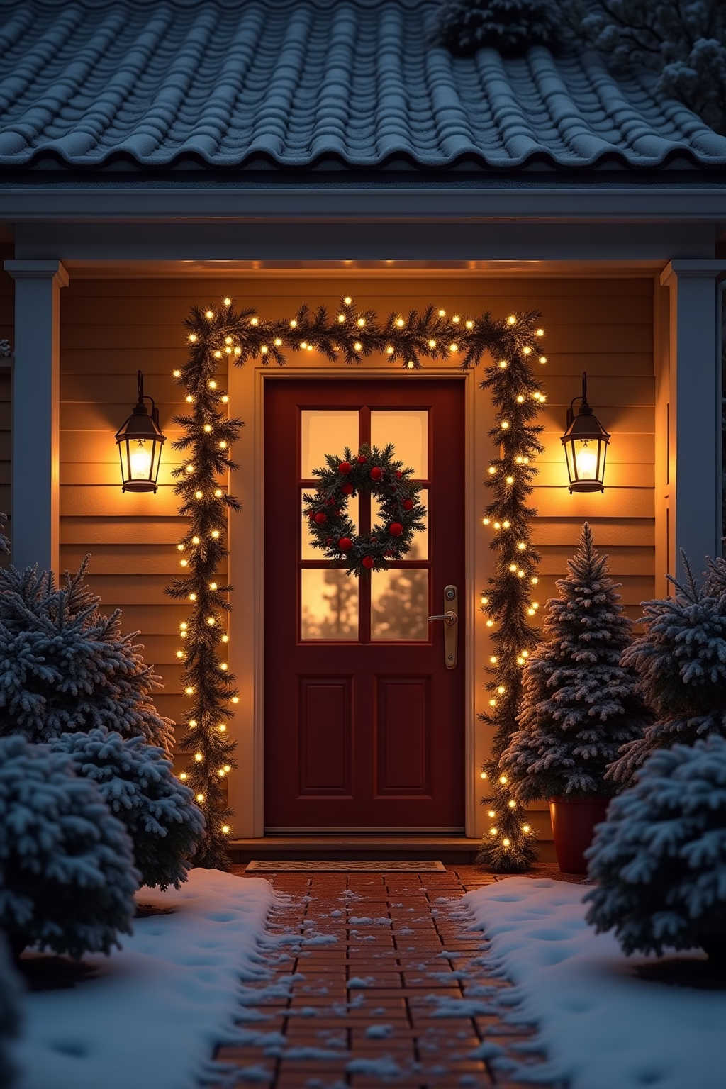 weihnachtsdeko vor der haustuer outline 5