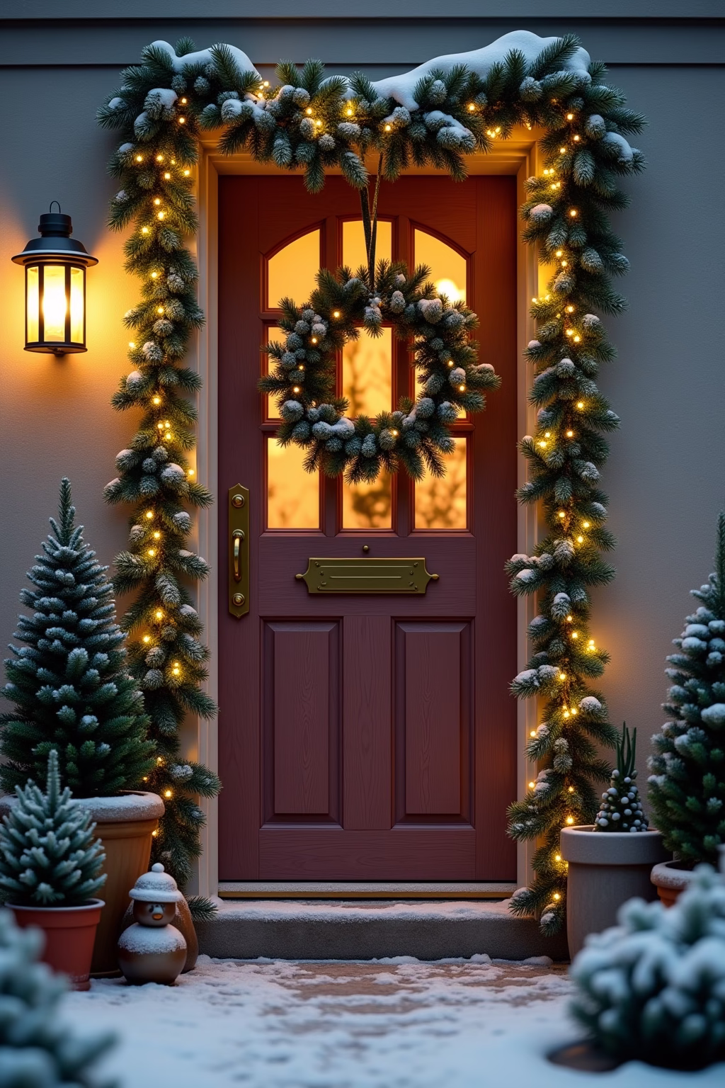 weihnachtsdeko vor der haustuer outline 8